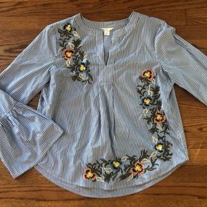Nordstrom Caslon Embroidered Popover Size Large